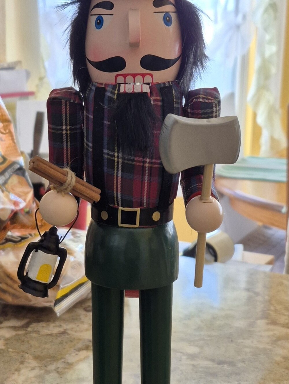 Woodland Lumberjack Nutcracker - Green and Red Plaid